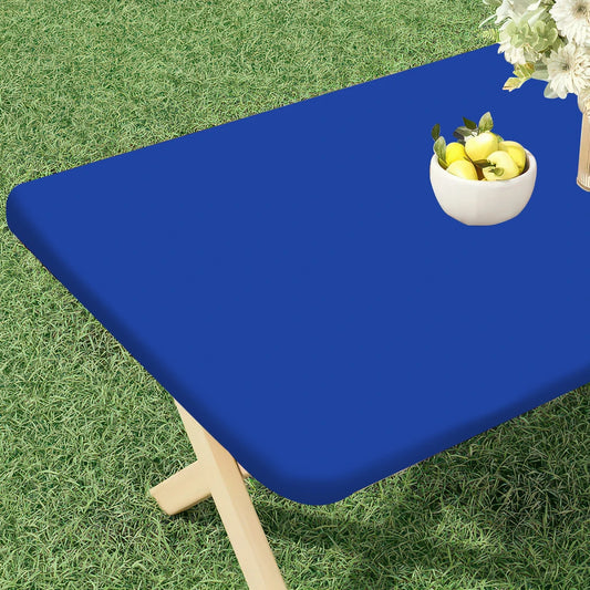 Solid Color Polyester Elastic Rectangular Tablecloth - Universal Fit for Home Parties, Picnics, Weddings & Banquets