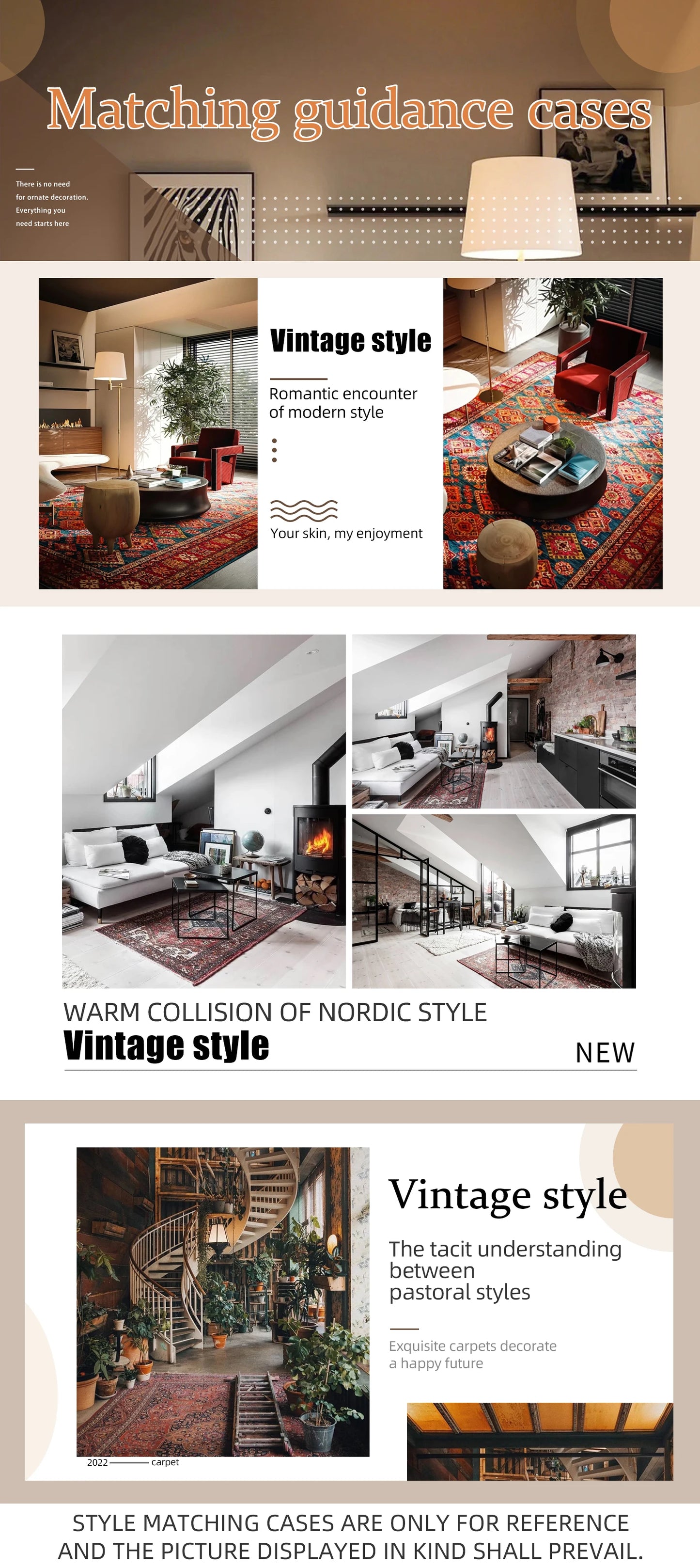 Vintage Bohemian Area Rug for Living Room, Bedroom