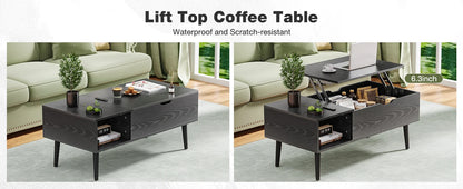Lift Top Coffee Tables For Living Room 39.37"x19.7" Desk Tea Wood Dining Tables Adjustable Storage Shelf Easy Lift Or Lower