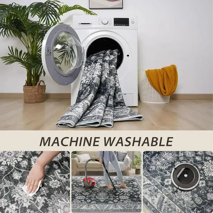 New Vintage Floral Rugs Soft Accent Large Area Rug Fluffy Carpet for Bedroom Living Room