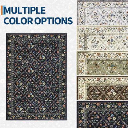 Vintage Washable Area Rugs for Living Room Soft Low-Pile Non-Slip Carpet  for Bedroom Dining Room Home Office