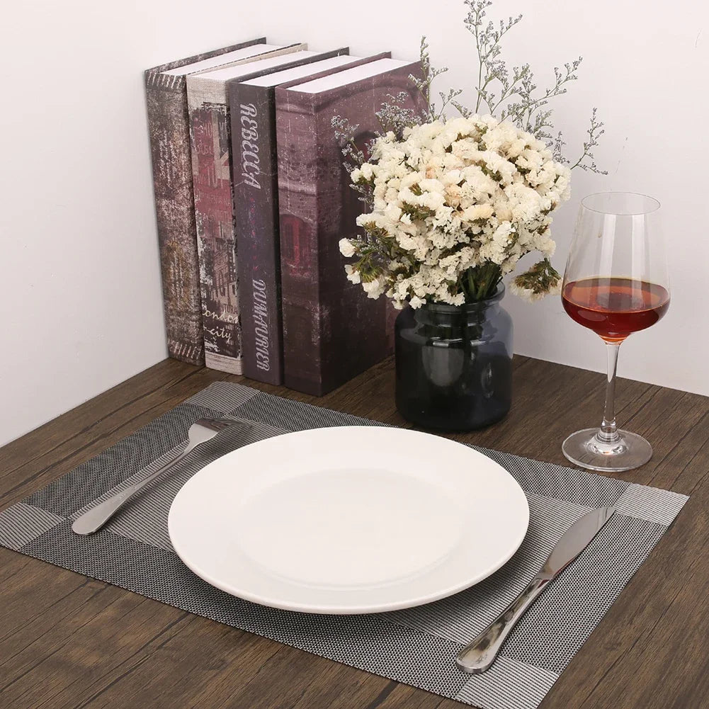 Woven Vinyl Placemats Set Place Mats Crossweave Non-Slip Washable Table Mats for Dining Table Kitchen Reataurant Decor Coasters