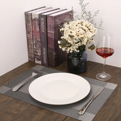 Woven Vinyl Placemats Set Place Mats Crossweave Non-Slip Washable Table Mats for Dining Table Kitchen Reataurant Decor Coasters