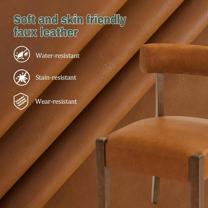 Faux Leather Dining Chairs Set of 4 Upholstered Kitchen & Dining Room Wooden Chairs Mid Century Modern Dining Chairs Low Back