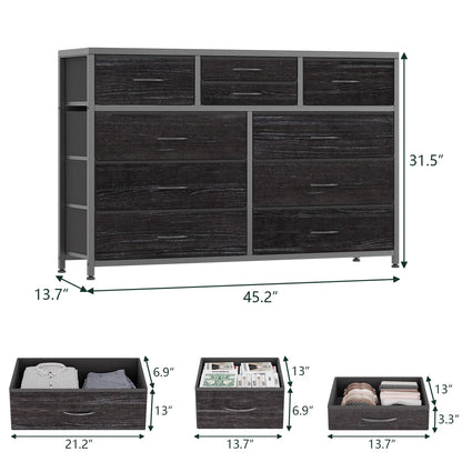 Dresser with 10 Drawers TV Stand Entertainment Center for Bedroom Entryway,Metal Frame