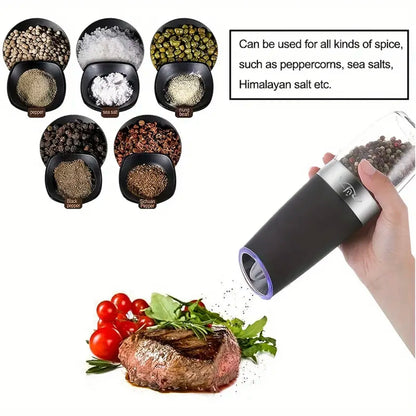 Gravity Electric Salt And Pepper Mill, Tilt To Grind Automatically, Battery Powered, Coarseness Adjustable