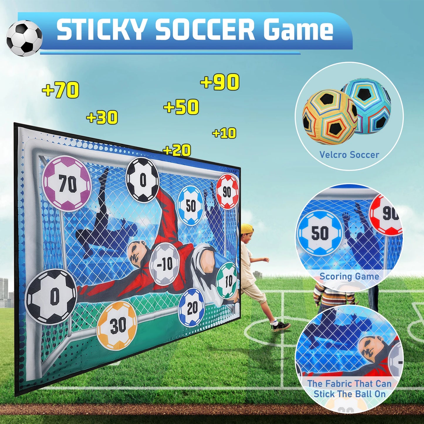 Football Ball Game Set for Kids Indoor Outdoor Soccer Train Sport Game Foldable Toys for 3 4 5 6 7 8 Years Old Boys Girls