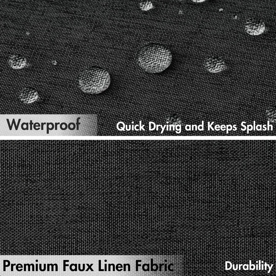 84 Long Scalloped Shower Curtain Linen Textured with 12 Metal Hooks Cute Extra Long Heavy Duty Washable Waterproof Cloth Hallow