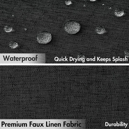 84 Long Scalloped Shower Curtain Linen Textured with 12 Metal Hooks Cute Extra Long Heavy Duty Washable Waterproof Cloth Hallow