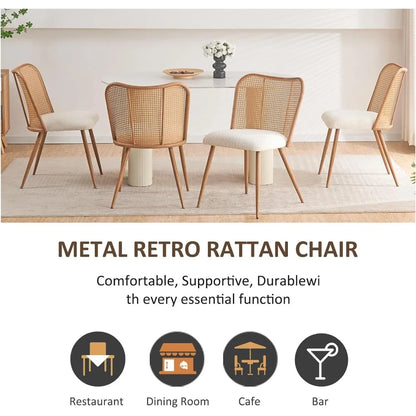 Rattan Dining Chairs Set of 4, Modern Cane Back Chairs