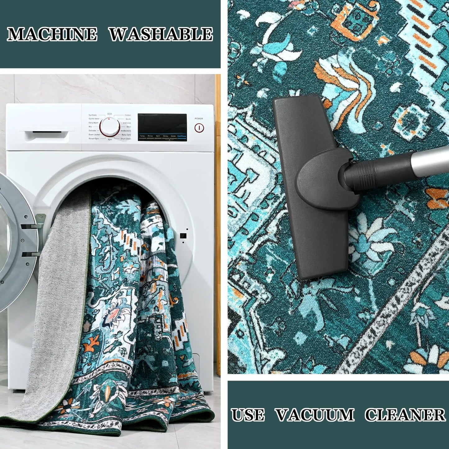 Faux Cashmere Vintage Floral  Soft Accent Area Rug, Low Pile for Living Room Bedroom