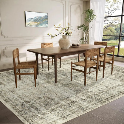 Washable Area Rug Stain-Resistant Throw Rug Indoor Carpet with Non-Slip Backing Foldable Floor Cover for Living Room, Bedroom