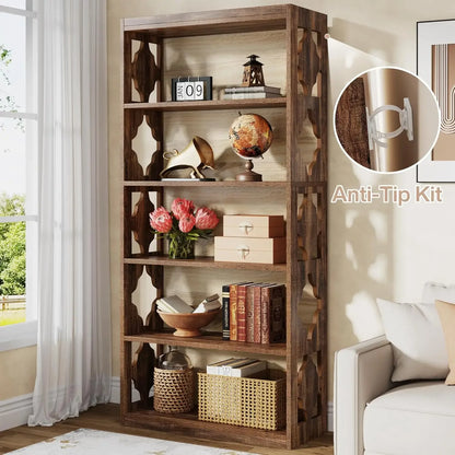 6-Tier Bookcase, 70-Inch Tall Bookshelf with Storage Shelves, Open Bookcase Display Shelving Unit for Living Room, Bedroom