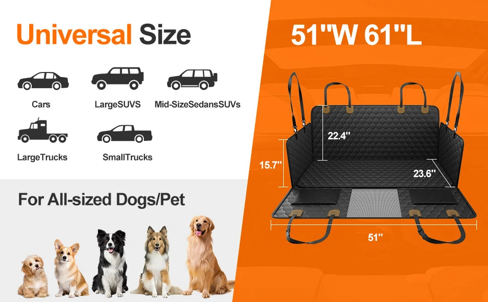 Waterproof Pet Travel Accessories Foldable Dog Car Rear Back Seat Protector