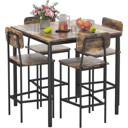 Kitchen Table and Chairs of 4,Dining Table Set for 4 with Space-Saving Design,Industrial Dining Room Table Set for Family Dinner