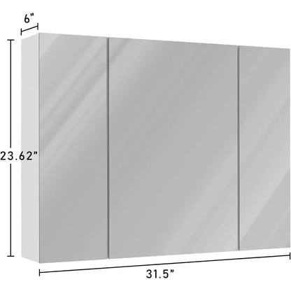 Medicine Cabinets Bathroom Mirror Cabinet with3 Door Bathroom Wall Cabinet  Wall Mirror Storage Shelf with 3-Adjustable Shelves