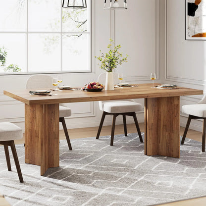 63-inch Dining Table for 4-6, Farmhouse Kitchen Table with Large Tabletop