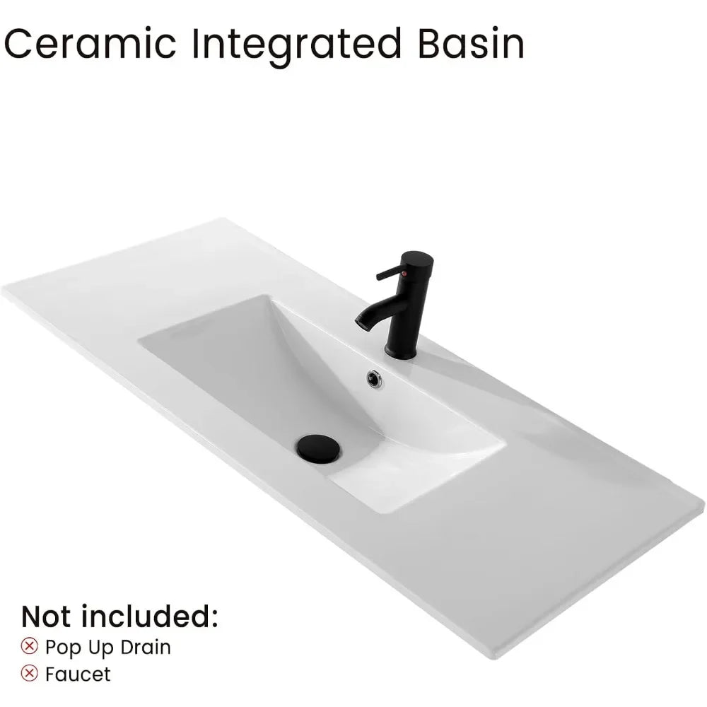 Bathroom Vanity with Sink,Undermount Ceramic Sink-Modern Bathroom Cabinet with 6 Soft-Close Drawers & 2 Doors Spacious Storage