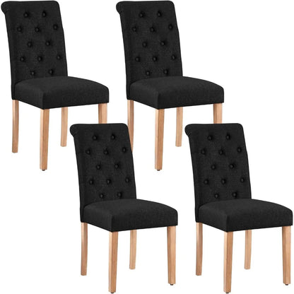 Tufted Dining Chairs Set of 4 Parsons Kitchen Chairs Stylish, Upholstered Fabric Chairs with Solid Wood Legs