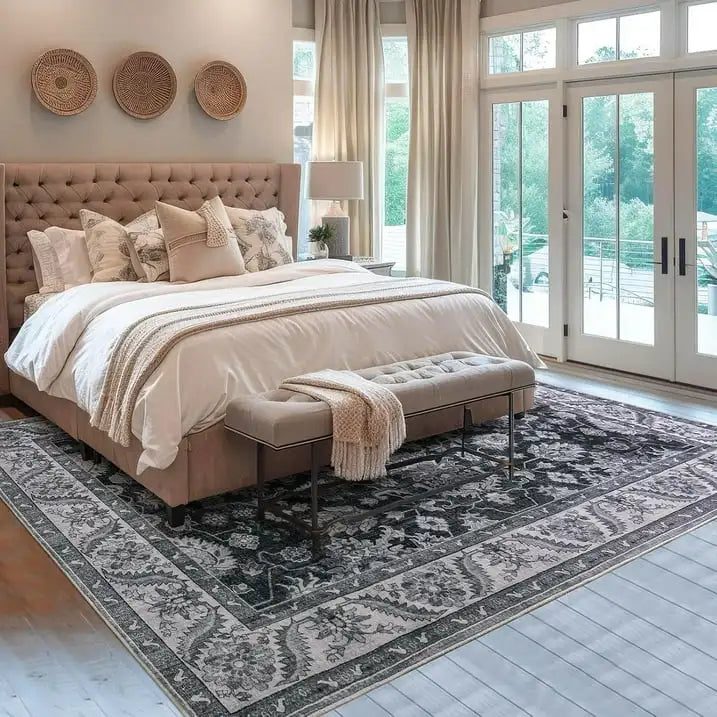 New Vintage Floral Rugs Soft Accent Large Area Rug Fluffy Carpet for Bedroom Living Room