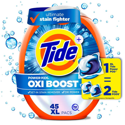 Laundry Pods (45 count), a 3-in-1 formula with stain remover and brightener for high-efficiency and standard washers