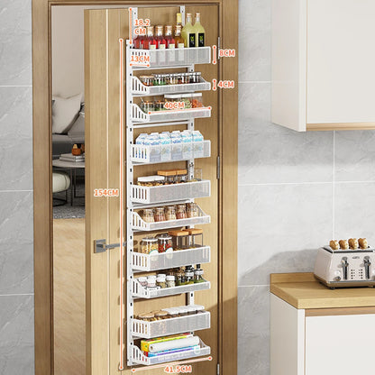 Over The Door Pantry Organizer, 10-Tier Pantry Door Hanging Heavy-Duty Carbon Steel Storage Rack Organizer For Kitchen Spice