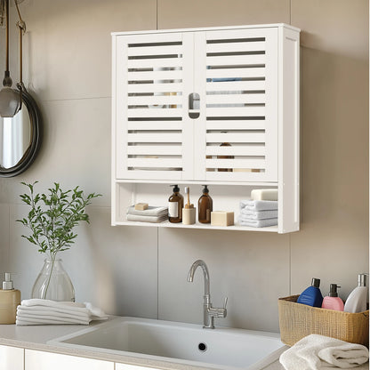 Wall Cabinet Bathroom Storage Cabinet Wall Mounted with Adjustable Shelves Inside, Double Door Medicine Cabinet, Utility Cabinet