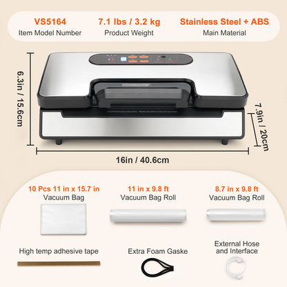 130W Vacuum Sealer Food Packaging Machine with Free 10pcs Vacuum bags