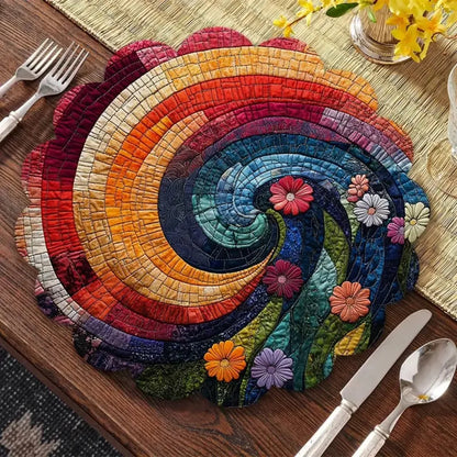 6Pcs Restaurant Spiral Fabric Placemats Colorful Floral Patterns Individual Table Placemats Kitchen Dining Table Mats
