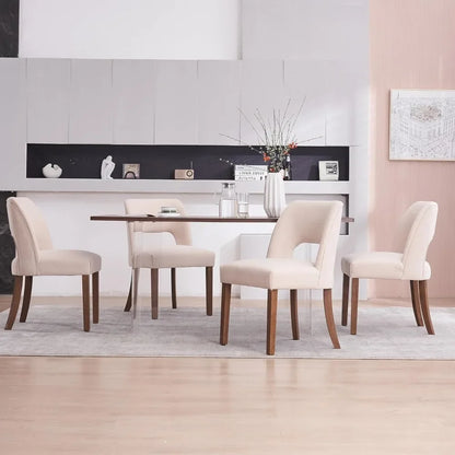 Wooden Dining Chairs Set of 2, Modern Fabric Upholstered Dining Room Chair Kitchen Chairs, Rustic Farmhouse Seating w/Comfort Cu