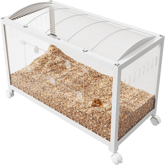 Hamster Cage with Wheels, Large Metal Rat Cage, Rodent Cage, Stackable with Top Access, Ventilated Pet Mice Cage