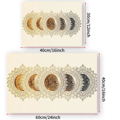 1pc Wall Tapestry  Moon Phase Tapestry - Gold Floral Mandala Wall Hanging