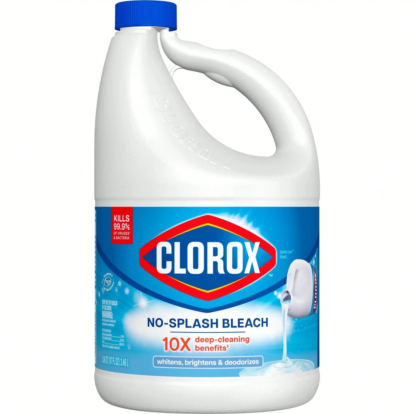Liquid Bleach Cleaner, 117 fl oz - Use as a laundry disinfectant to whiten, shine, deodorize, and provide 10x deeper cleaning