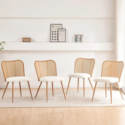 Rattan Dining Chairs Set of 4, Modern Cane Back Chairs