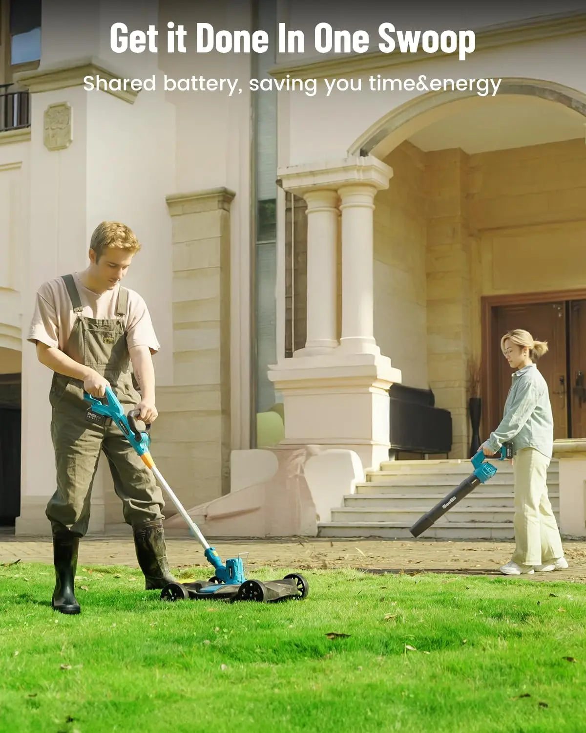 Electric String Trimmer Leaf Blower Combo Kit 3 in 1 Cordless Weed Wacker Grass Eater 12"Lawn Mower 5-Speed for Yard Lawn