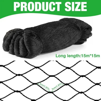 Bird Net 5 x 15 m Bird Net Hunting Nets Bird Nets Nylon Mesh for Protection of Orchards Vegetables Gardens Chicken Coops (Black)