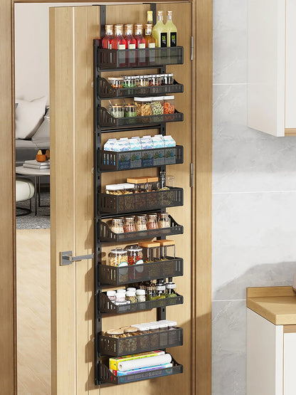 Over The Door Pantry Organizer, 10-Tier Pantry Door Hanging Heavy-Duty Carbon Steel Storage Rack Organizer For Kitchen Spice