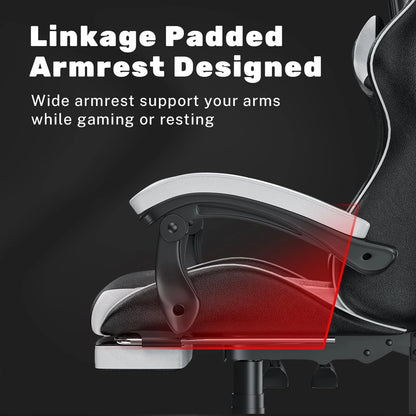 Gaming Chair with Footrest Gamer Chairs Ergonomic with Lumbar Cushion Headrest Gaming Chair Height Adjustable Computer Chair