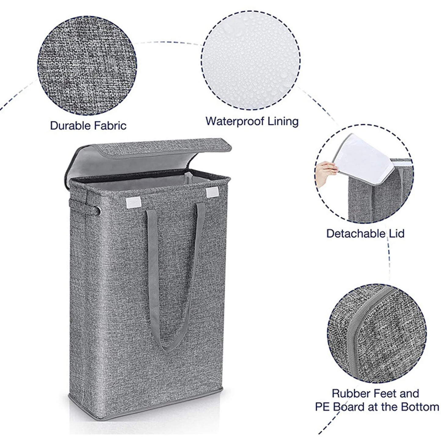 Clothes Hamper with Lid Collapsible Cotton-Like Linen Laundry Hamper for Home Bathroom or Travel Local Delivery
