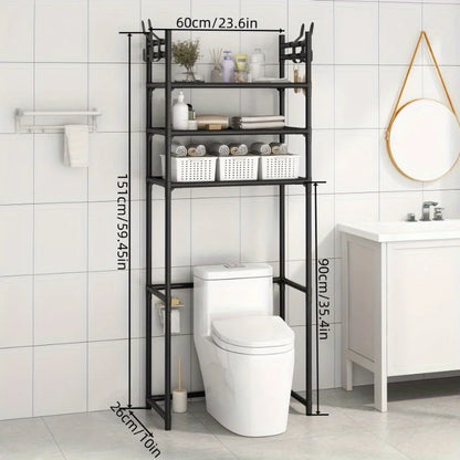 Metal 3 Tier Above Toilet Storage Rack Floor-to-ceiling No-drill Bathroom Accessory