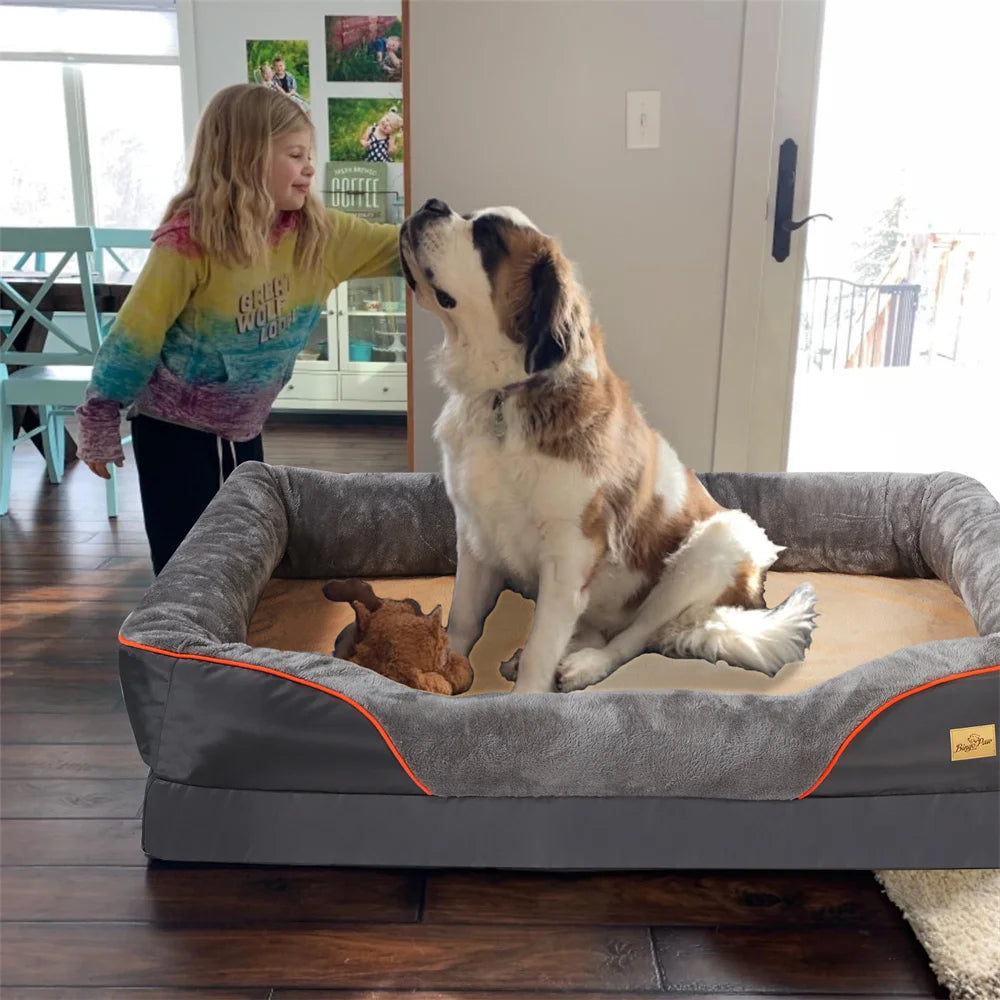 Jumbo Large Orthopedic Dog Bed Memory Foam Pet Sofa Couch Waterproof Elevated Cushion  Removable Cover