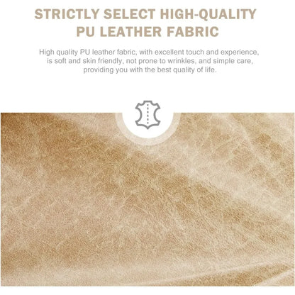 Leather Dining Chairs Set of 6, Upholstered Dining Room Chair with Nail head Trim and Solid Wood Legs, Luxury Wingback