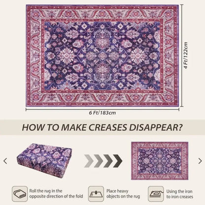 New Vintage Floral Rugs Soft Accent Large Area Rug Fluffy Carpet for Bedroom Living Room