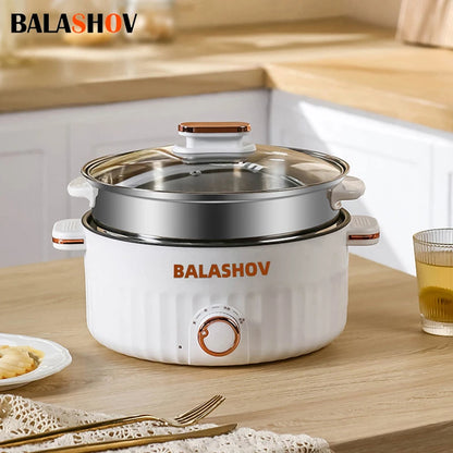 Portable Electric Multifunctional Cooker Household Double Layer Hot Pot Mini Non-stick Cookware