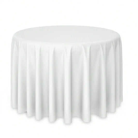 20Pack White Round Tablecloths 120 Inch - Circle Bulk Linen Polyester Fabric Washable Table Clothes