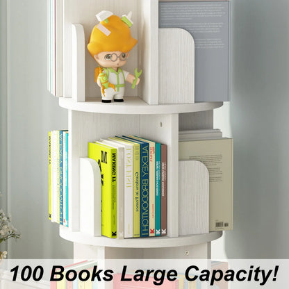 4 Tier Rotating Bookshelf Tower Floor Standing Storage Rack 360 Degree Revolvin Bookcase  Narrow Bookshelf Organizer for Home