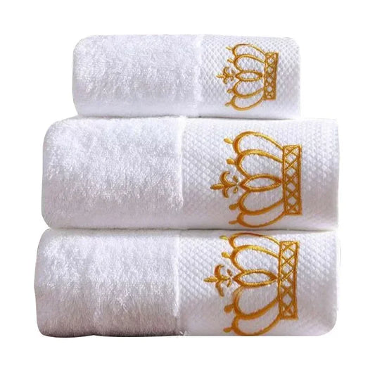 Embroidered Crown White bath towel 5stars Hotel Towels 100% Quality Towel Washcloths
