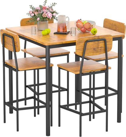 Kitchen Table and Chairs of 4,Dining Table Set for 4 with Space-Saving Design,Industrial Dining Room Table Set for Family Dinner