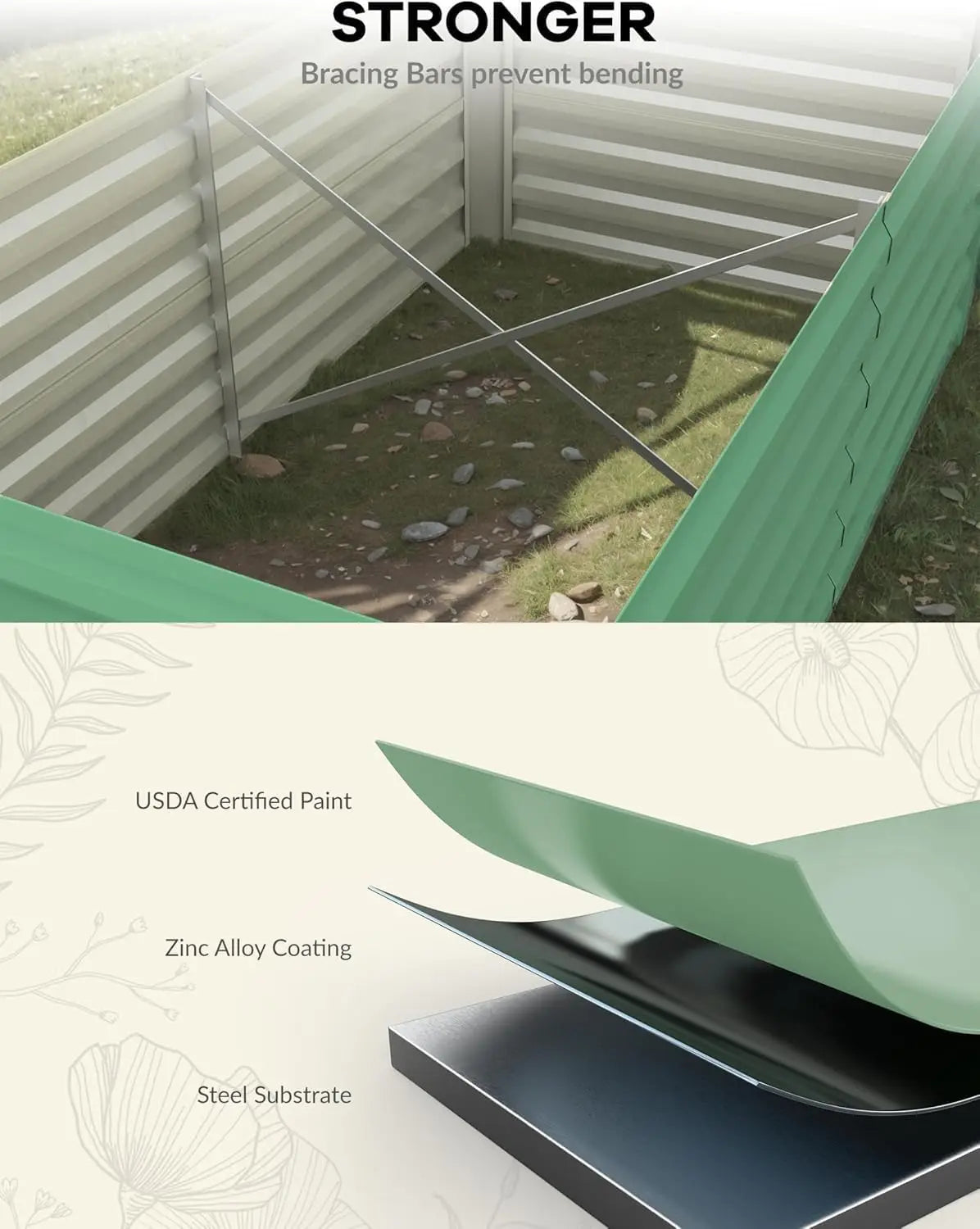 6x3x2 8x4x2ft Galvanized Raised Garden Bed Deep Root Planter Box for Vegetables Flowers Herbs