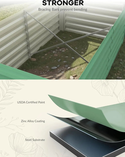 6x3x2 8x4x2ft Galvanized Raised Garden Bed Deep Root Planter Box for Vegetables Flowers Herbs